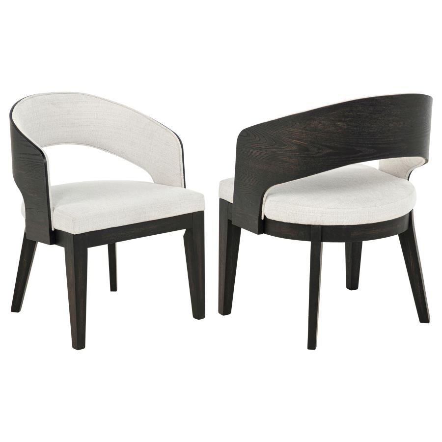 LEANDRO UPHOLSTERED DINING ARM CHAIR CREAM (SET OF 2)