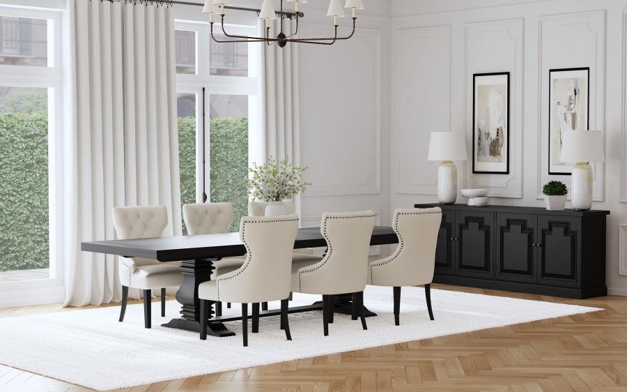 FLORENCE 7-PIECE 126-INCH EXTENSION DINING TABLE SET BEIGE