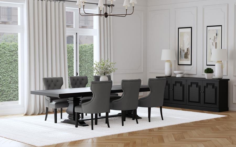 FLORENCE 7-PIECE 126-INCH EXTENSION DINING TABLE SET GREY