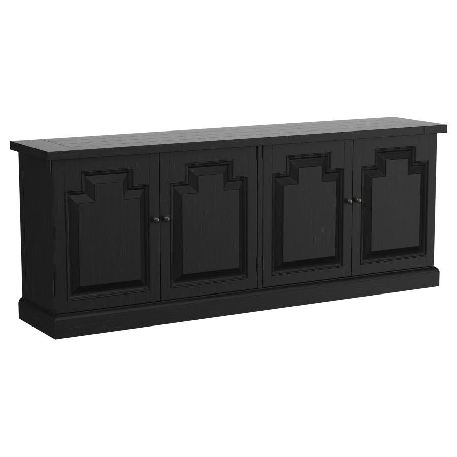 FLORENCE 4-DOOR DINING SIDEBOARD BUFFET DISTRESSED BLACK