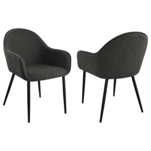 EMMA FABRIC UPHOLSTERED DINING ARM CHAIR CHARCOAL (SET OF 2)