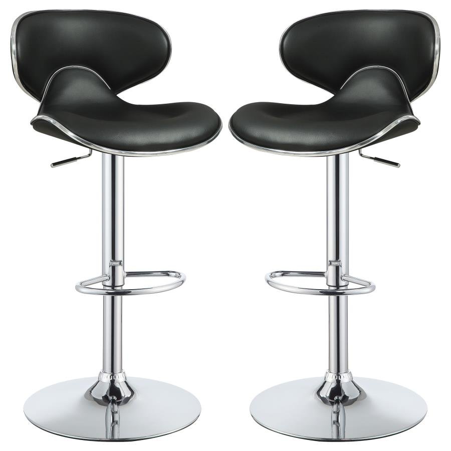 EDENTON UPHOLSTERED ADJUSTABLE BAR STOOL BLACK (SET OF 2)
