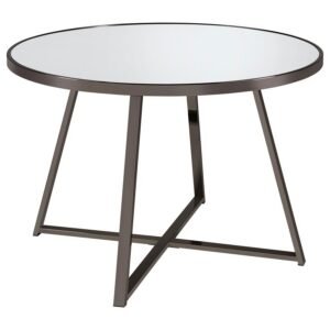 JILLIAN ROUND 45-INCH MIRROR TOP DINING TABLE BLACK NICKEL