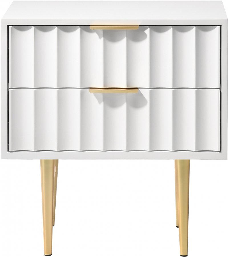 Modernist Wood Veneer And Stainless Steel Base Nightstand - Image 3
