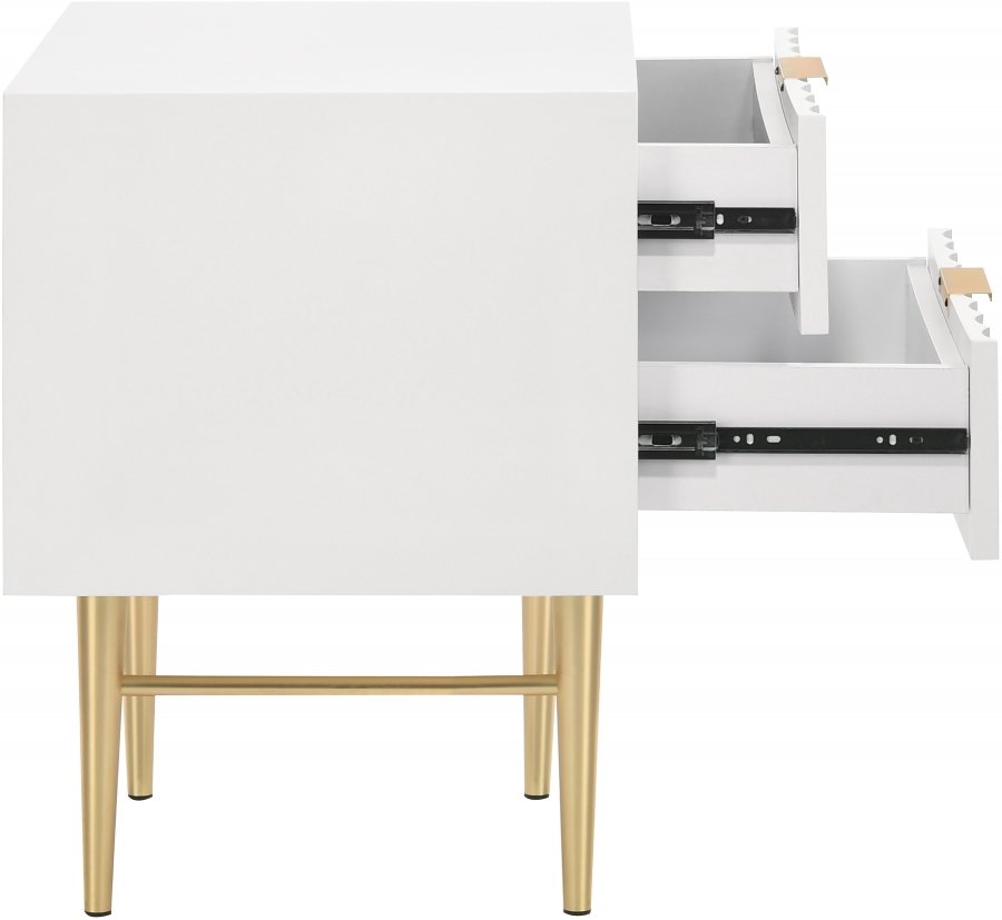 Modernist Wood Veneer And Stainless Steel Base Nightstand - Image 4