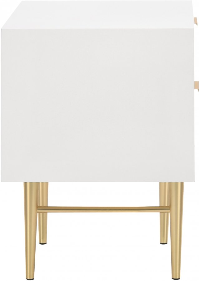 Modernist Wood Veneer And Stainless Steel Base Nightstand - Image 5