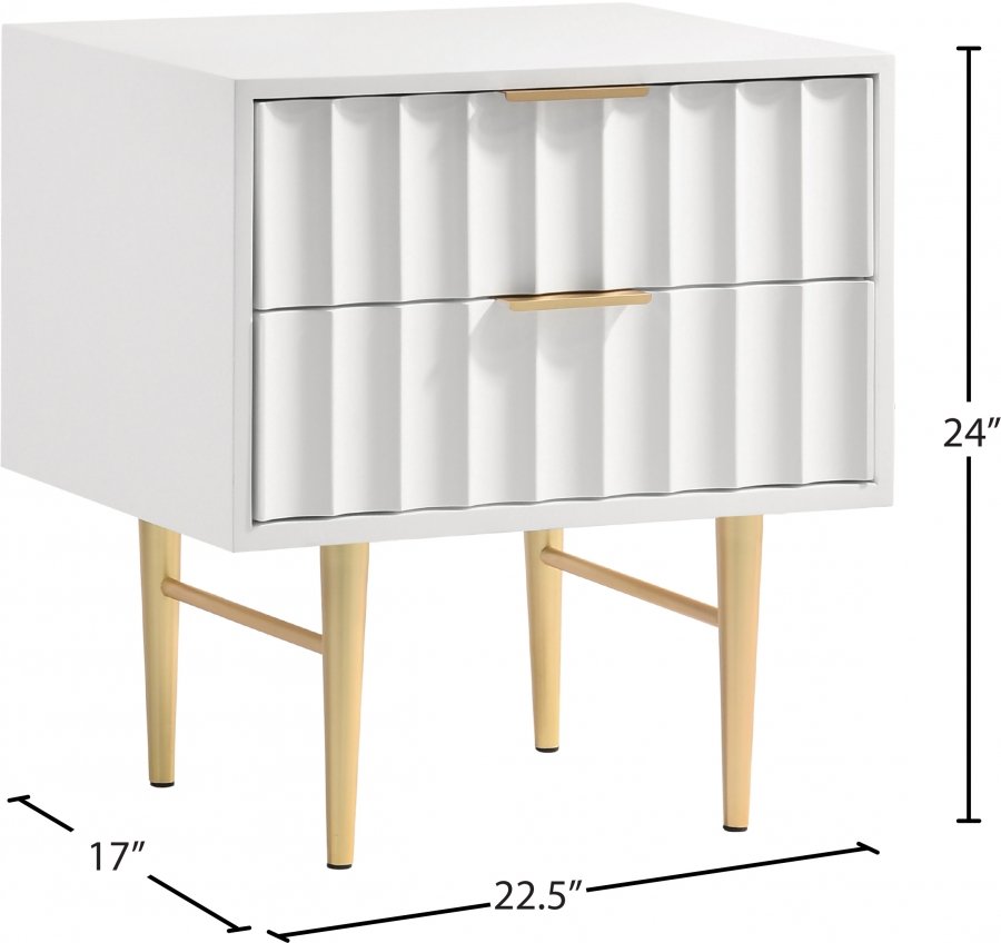 Modernist Wood Veneer And Stainless Steel Base Nightstand - Image 10