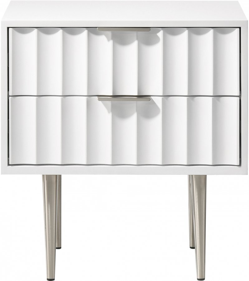 Modernist Wood Veneer And Stainless Steel Base Nightstand - Image 3