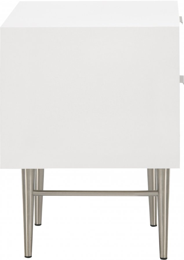 Modernist Wood Veneer And Stainless Steel Base Nightstand - Image 5