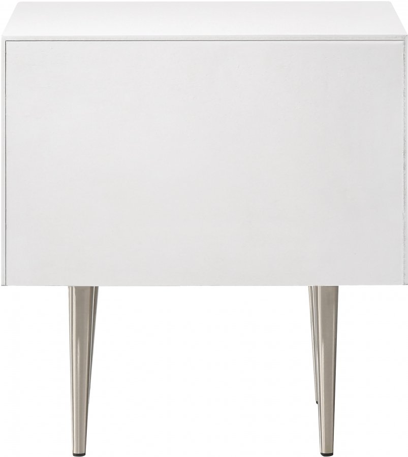 Modernist Wood Veneer And Stainless Steel Base Nightstand - Image 6