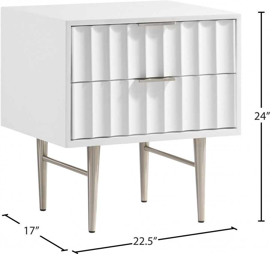 Modernist Wood Veneer And Stainless Steel Base Nightstand - Image 10