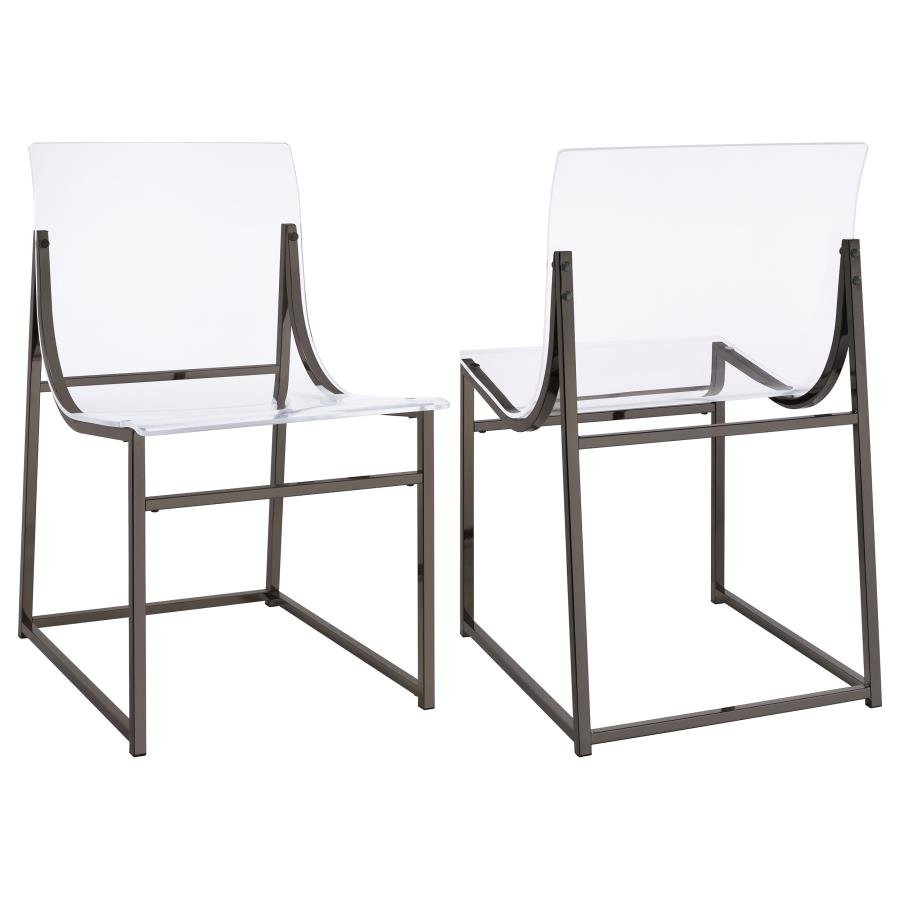 ADINO ACRYLIC DINING SIDE CHAIR BLACK NICKEL (SET OF 2)