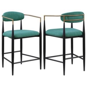 TINA FABRIC UPHOLSTERED COUNTER CHAIR GREEN (SET OF 2)