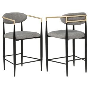 TINA FABRIC UPHOLSTERED COUNTER CHAIR DARK GREY (SET OF 2)