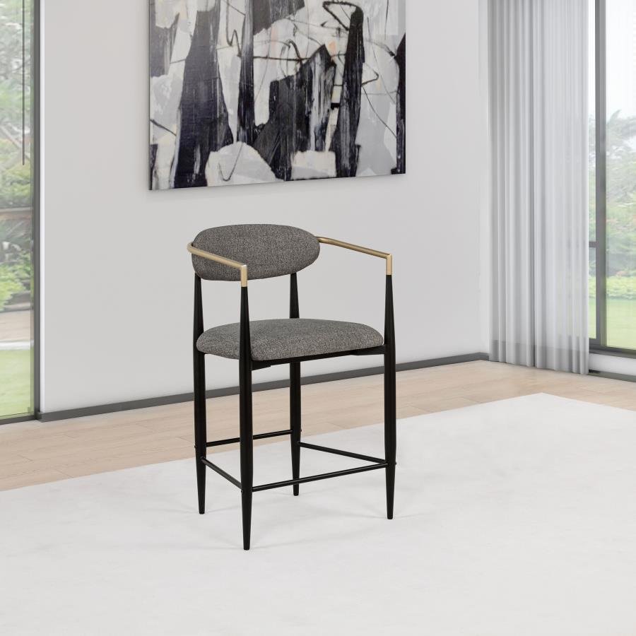 TINA FABRIC UPHOLSTERED COUNTER CHAIR DARK GREY (SET OF 2) - Image 2