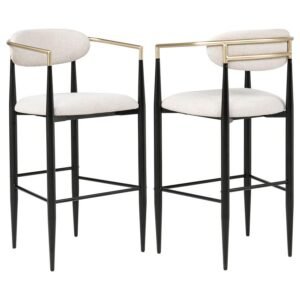 TINA FABRIC UPHOLSTERED BAR CHAIR BEIGE (SET OF 2)
