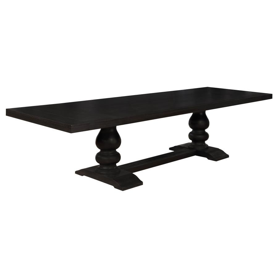 PHELPS 123-INCH EXTENSION LEAF DINING TABLE DISTRESSED NOIR