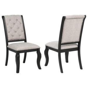 PHELPS UPHOLSTERED DINING SIDE CHAIR TOBACCO AND DISTRESSED NOIR