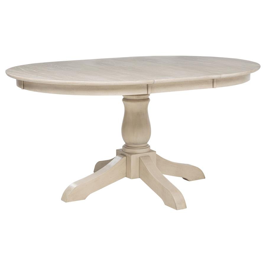 ORRISON OVAL 62-INCH WOOD EXTENSION LEAF DINING TABLE LINEN