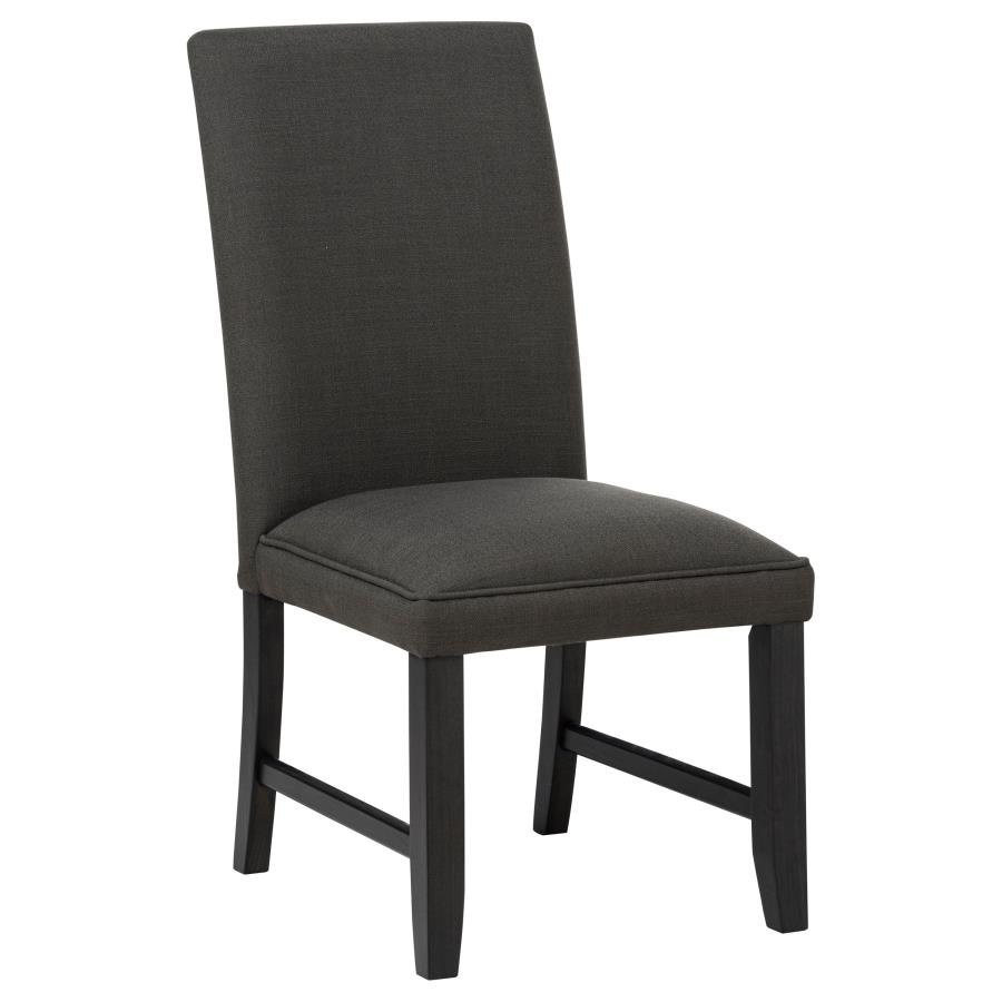 RAMSEY FABRIC UPHOLSTERED PARSON DINING SIDE CHAIR CHARCOAL GREY