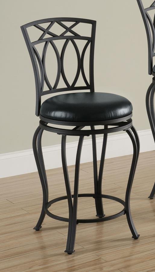 ADAMSVILLE UPHOLSTERED SWIVEL COUNTER HEIGHT STOOL BLACK - Image 2