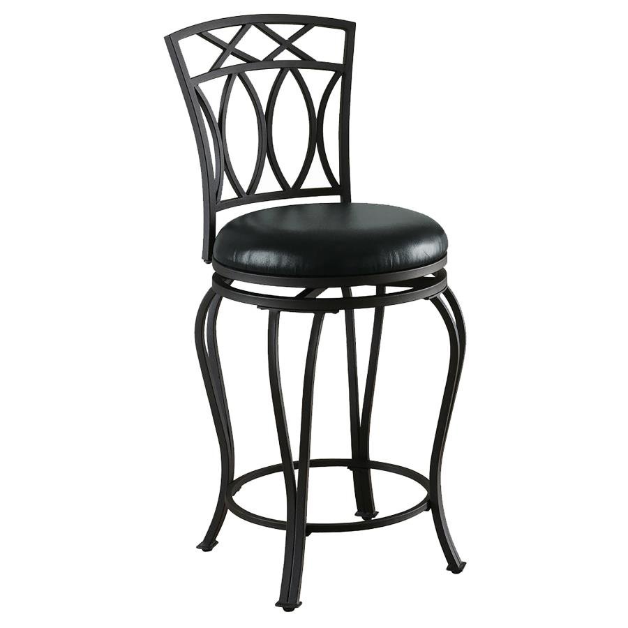ADAMSVILLE UPHOLSTERED SWIVEL COUNTER HEIGHT STOOL BLACK