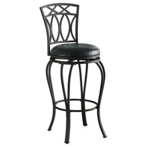 ADAMSVILLE UPHOLSTERED SWIVEL BAR STOOL BLACK