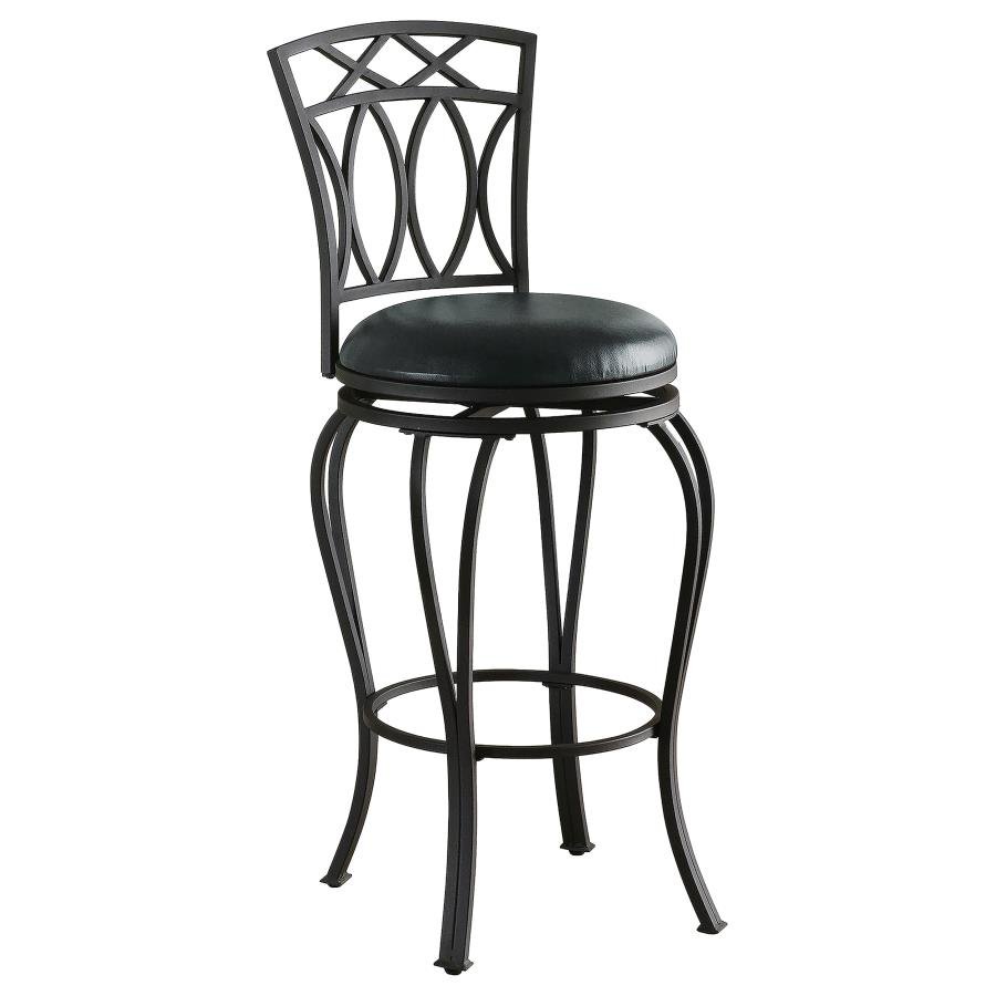 ADAMSVILLE UPHOLSTERED SWIVEL BAR STOOL BLACK