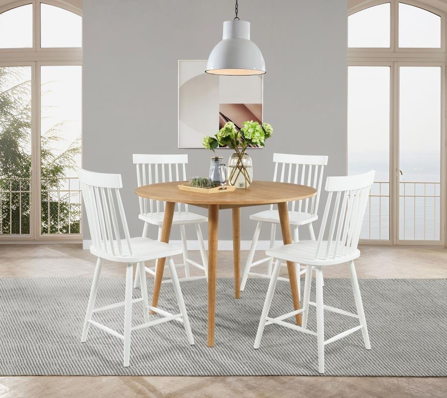 ANDREWS 5-PIECE ROUND COUNTER DINING SET LIGHT ASH AND WHITE