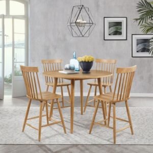 ANDREWS 5-PIECE ROUND COUNTER HEIGHT DINING SET LIGHT ASH