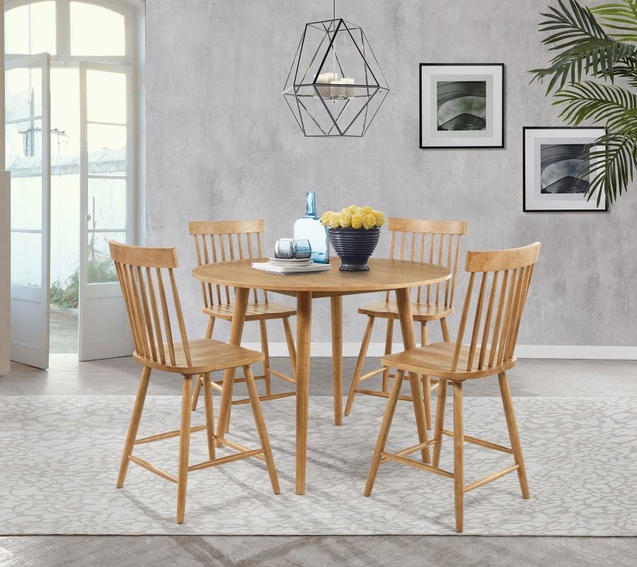 ANDREWS 5-PIECE ROUND COUNTER HEIGHT DINING SET LIGHT ASH