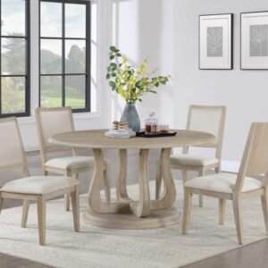 TROFELLO 5-PIECE ROUND DINING TABLE SET WHITE WASHED