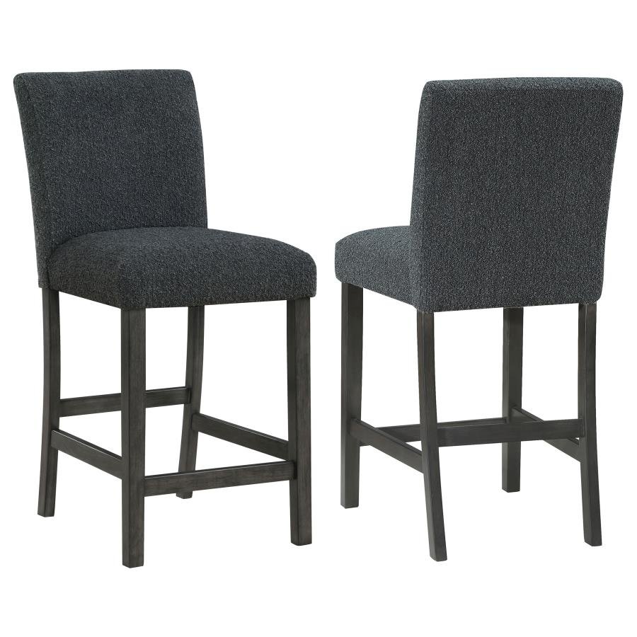 ALBA BOUCLE UPHOLSTERED COUNTER CHAIR BLACK (SET OF 2)