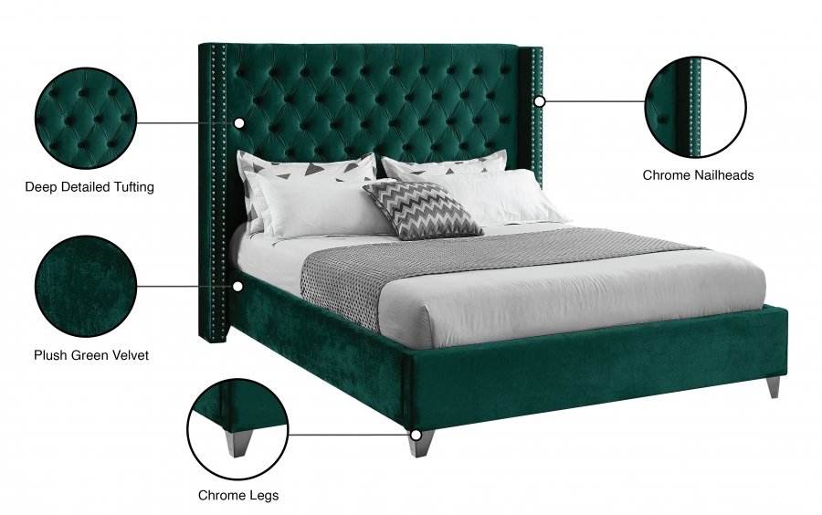 Aiden Velvet Upholstered Bed - Image 9