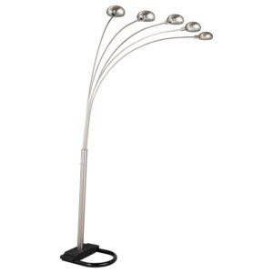 KAYD 92-INCH ARC 5-LIGHT DOME SHADE METAL FLOOR LAMP CHROME