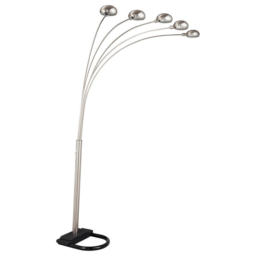 KAYD 92-INCH ARC 5-LIGHT DOME SHADE METAL FLOOR LAMP CHROME