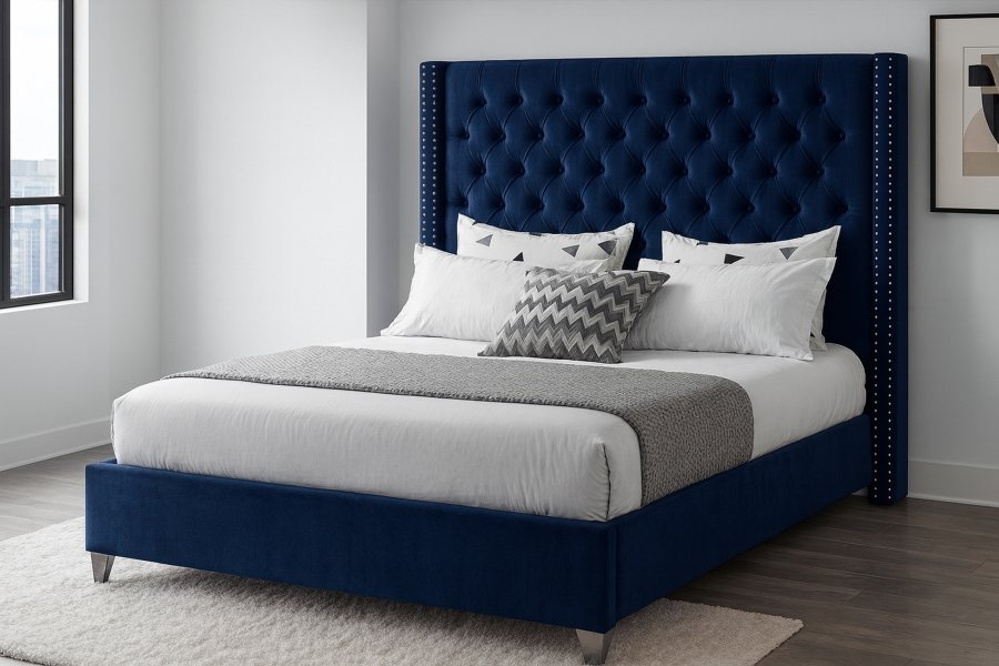 Aiden Velvet Upholstered Bed - Image 2