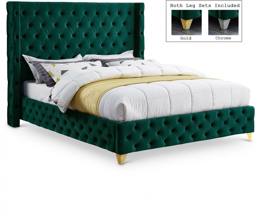 Savan Velvet Upholstered Bed