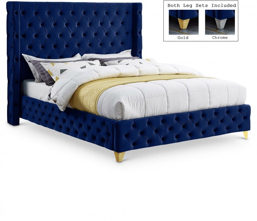 Savan Velvet Upholstered Bed