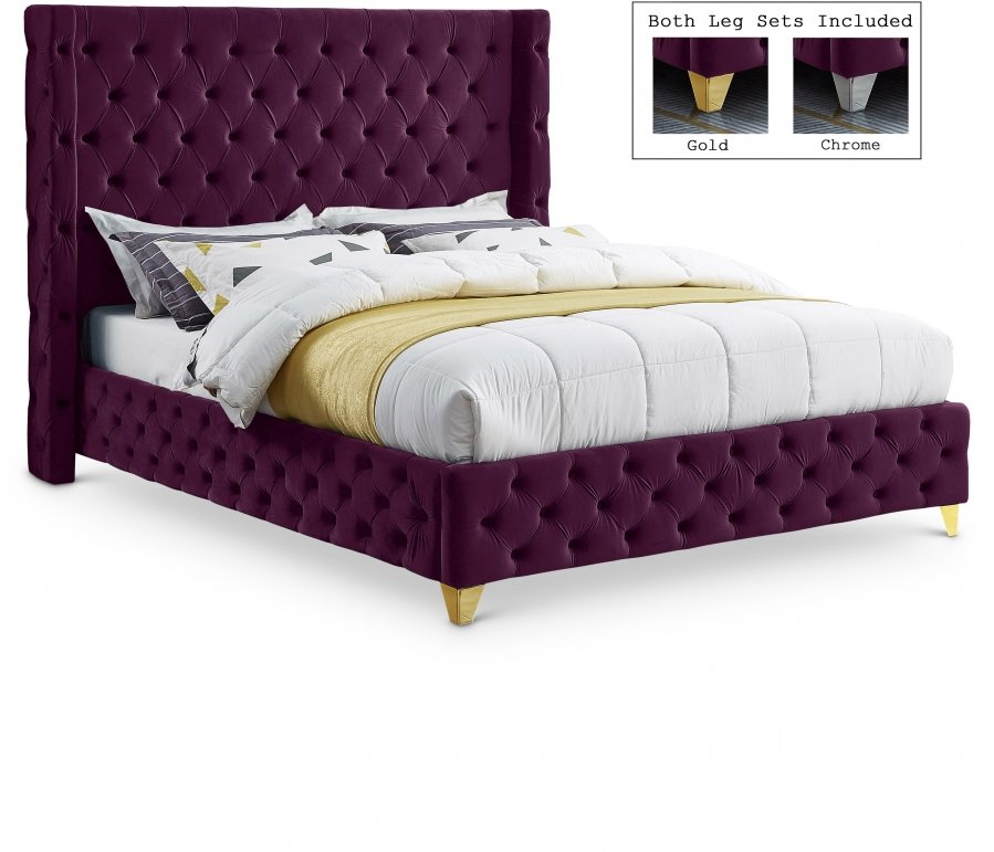 Savan Velvet Upholstered Bed