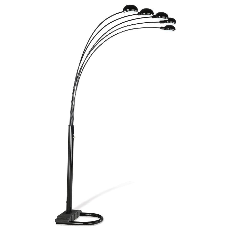 KAYD 92-INCH ARC 5-LIGHT DOME SHADE METAL FLOOR LAMP BLACK