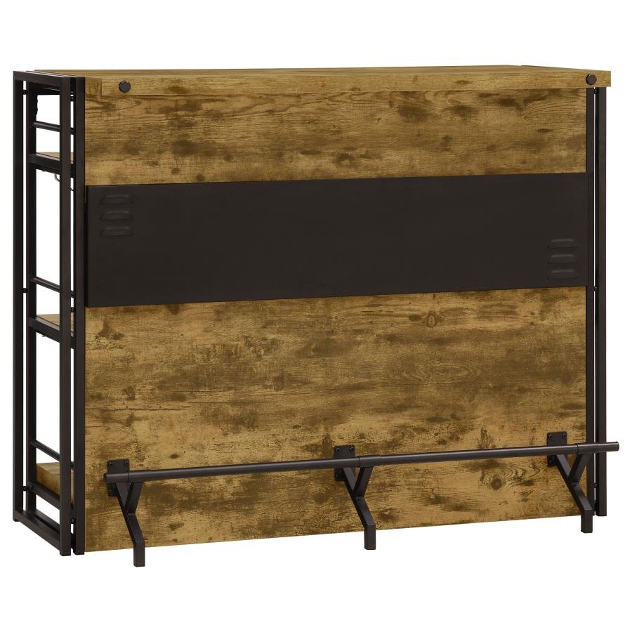 RENALDI 3-SHELF HOME BAR WINE CABINET RUSTIC NUTMEG
