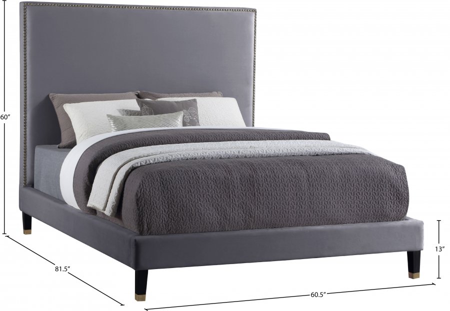 Harlie Velvet Upholstered Bed - Image 10
