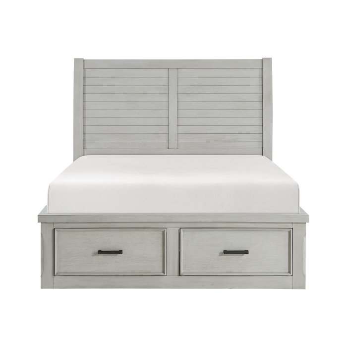 1337-1* Queen Platform Bed with Storage Footboard and Side Rails