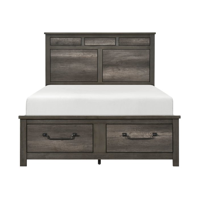 1342-1* Queen Platform Bed with Footboard Storage