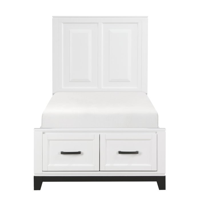 1450WHT-1* Twin Platform Bed with Footboard Storage