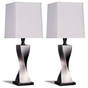 KEENE 30-INCH TAPERED SHADE TABLE LAMP SILVER (SET OF 2)