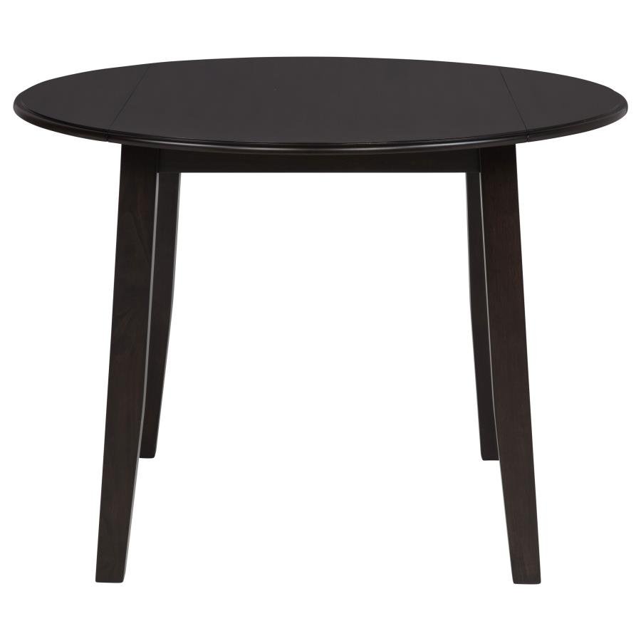 CATLEY 5-PIECE ROUND DROP LEAF DINING TABLE SET DARK COFFEE - Image 5