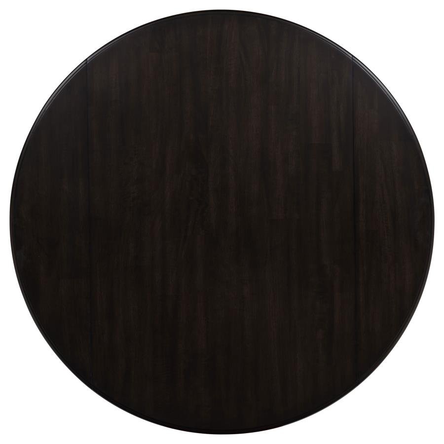 CATLEY 5-PIECE ROUND DROP LEAF DINING TABLE SET DARK COFFEE - Image 6