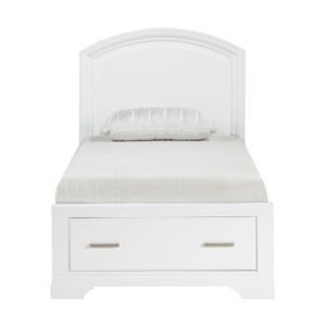 1520WHT-1* Twin Platform Bed with Footboard Storage